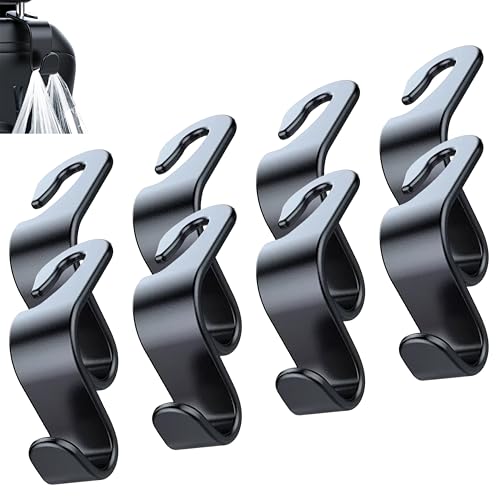 MCOTOP Car Seat Headrest Hook 4 Pack Hanger Storage Organizer Universal for Handbag Purse Coat fit Universal Vehicle Car (Black) S Type
