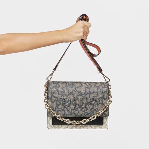 TOUS Torba na ramię Audree Chain w kolorze czarnym i beżowym Kaos Icon