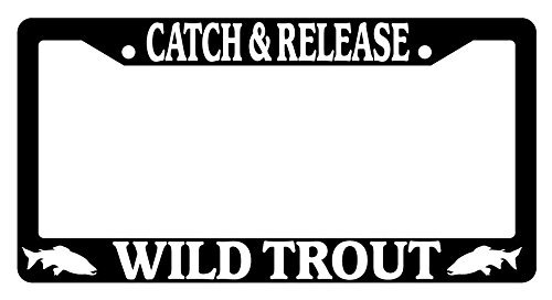 ClustersNN Catch and Release Wild Trout Black Metal License Plate Frame