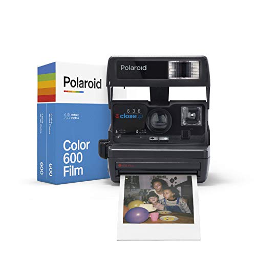 Polaroid Originals Polaroid 600 One Step Close Up with 600 Color Double Pack Film Bundle, Black Close Up (Renewed)