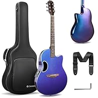 【Durable Carbon Fiber Construction】 CAHAYA acoustic electric guitar features a carbon fiber body, known for its stability and resistance to temperature and humidity changes. Unlike traditional wood, carbon fiber won't crack or warp easily, making it ...