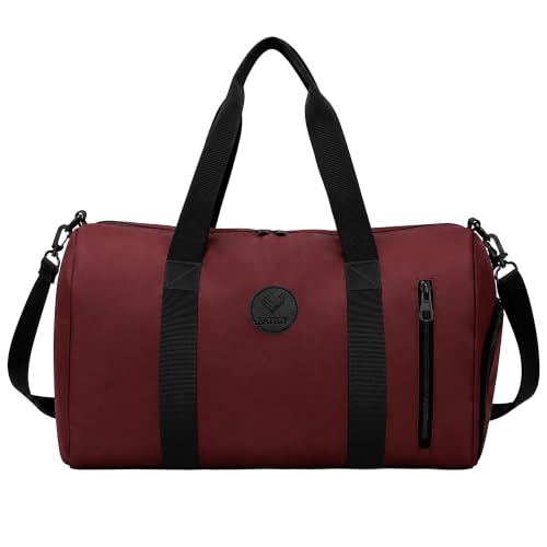 Image of Storite Travel Duffel Bag for Women & Men, Water-Resistant Nylon Weekender Bag with Adjustable Shoulder Strap, Lightweight Overnight Luggage Bag for Travel, Sports & Daily Use (Red Front Zip)