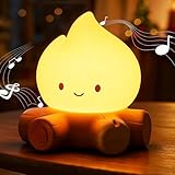 Tarinks Christmas Campfire Night Light, Portable Flame Lamp with White Noise, Cute Silicone Flameless Candle Lights Fake Fire Lamp Gifts for Kids Adults Friends, Christmas Table Decorations