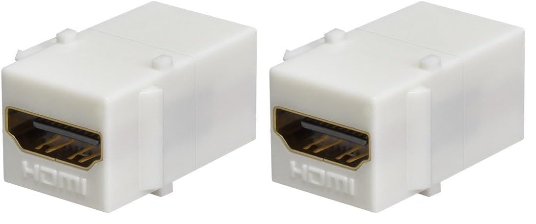 Monoprice 106852 Keystone Jack HDMI Female to Female Coupler Adapter, White (Pack of 2)