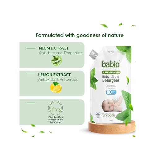 Image of Novel Plant Enriched Baby Liquid Detergent Refill Pack 1000ml | Neem & Coconut Cleansers | pH Balanced | No Phosphates, Sulphates, Parabens, Phthalates & Dyes | IFRA Allergen-Free Fragrance
