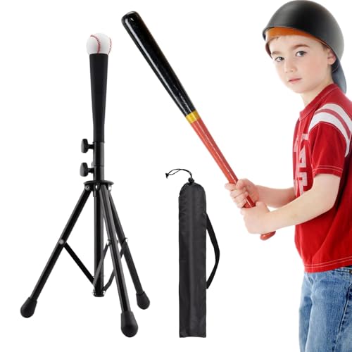 Hogurin Baseball Softball Hitting/Batting Tee with Storage Bag, Adjustable Height Teeball Tee for Kids and Youth Training Balls(Black)