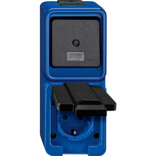 Preisvergleich Produktbild Merten 227875 Kombination SCHUKO-Steckdose / Wechselschalter, blau, SCHLAGFEST