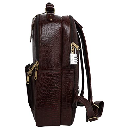 Image of RICHSIGN LEATHER ACCESSORIES Genuine Leather Laptop Backpack Bag For Men And Women, College, Office, Travel Use | 15.6 Inch Laptop Compartment