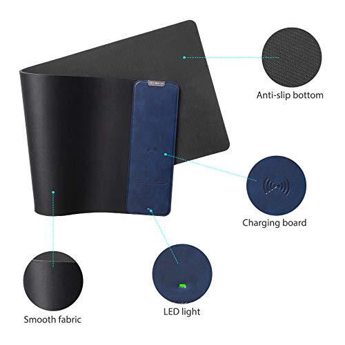 Large Mouse Pad With Wireless Charger For Iphone 14, Iphone 13, Iphone 12, Iphone 11, Iphone X And Iphone 8, Extended Mouse Mat, Desk Pad Mat, Desktop Mat (31.49" X 11.81" X 0.47") #TOP7