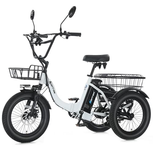 NARRAK Electric Tricycle for Adults,Fat Tire Folding Electric Trike,3 Wheels Electric Bicycle Bikes,...