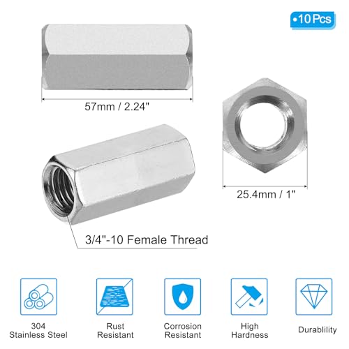 Écrous d'accouplement hexagonaux à filetage complet 3/4 pour fixation stable - 2