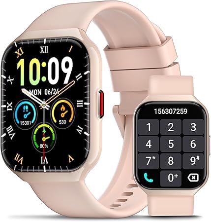 Reloj Inteligente Hombre Mujer con Llamadas Bluetooth, 1.96' HD Smartwatch Hombre con Pulsómetro/Monitor de Sueño, 112+ Deportivos Modos, para Android 2025 Rosa E