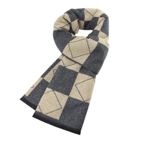 WENH Luksusowy szalik męski zimowy ciepły szalik wełniany dla mężczyzn kaszmirowe szale jedwabne Casual Plaid biznes męski długi szal Pashmina tłumik(17)