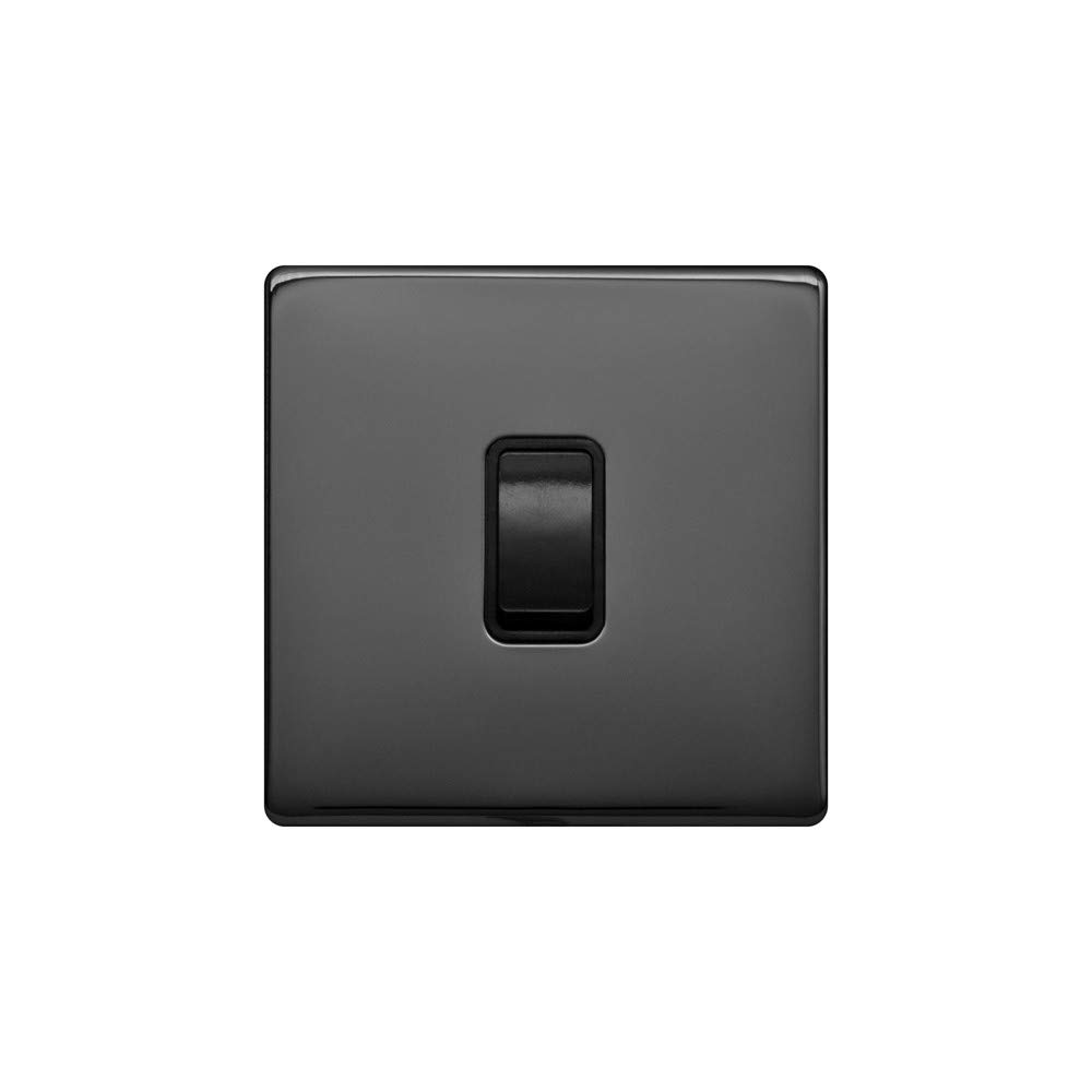 Lieber Black Nickel 1 Gang Intermediate Switch - Insert Screwless - Size: 86Mm X 86Mm X 2.1 Mm