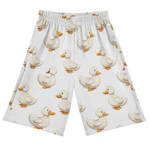 White Duck Short Pajama Pants Bottoms Soft Sleepwear with Pockets