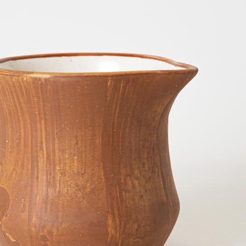 Image of KALAKRITI 160ml Brown Textured Ceramic Milk Pot with Handle | Tea Milk Server | Creamer Jug | Ceramic Milk Pourer | Dining Tableware (Set of 1)