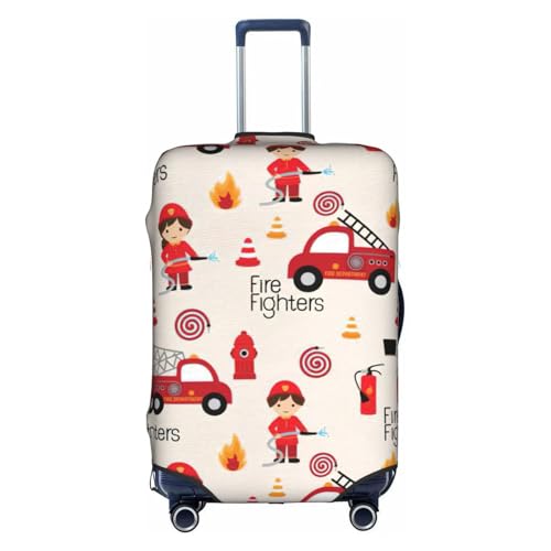 Housse de bagage de voyage unique enfants pompiers blanc L