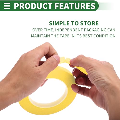 Image of Motoforti Universal Painters Tape Masking Master Tape 0.15cm /0.3cm /0.6cm /1.2cm /1.9cm x 55m Easy Removal Crepe Paper Yellow 5 Pcs