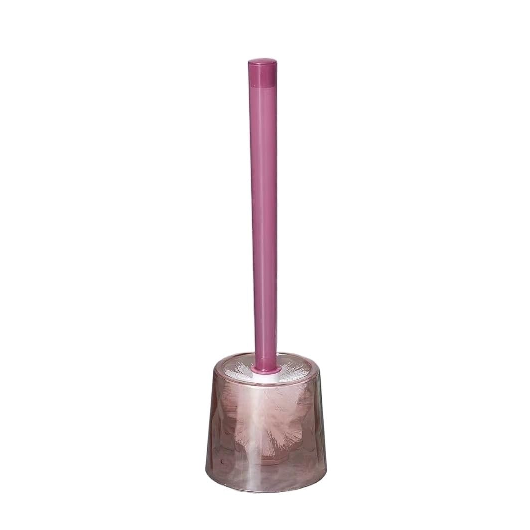 Zyyanshop Pink Toilet Brush Toilet Transparent Base Brush Set Plastic Cleaning(Pink)