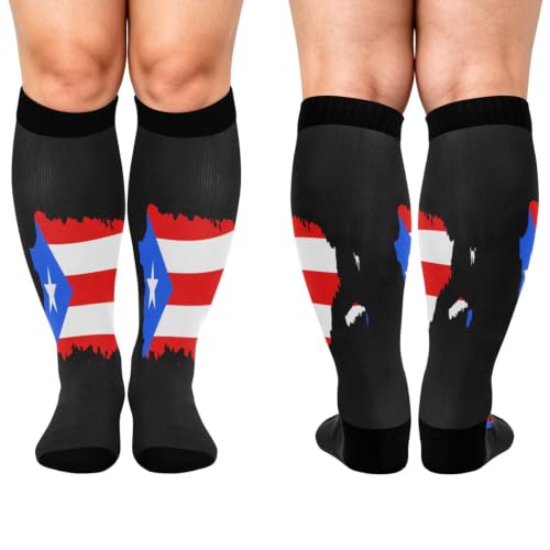 Plus Size sports compression stockings Puerio Rico National Pride Flag