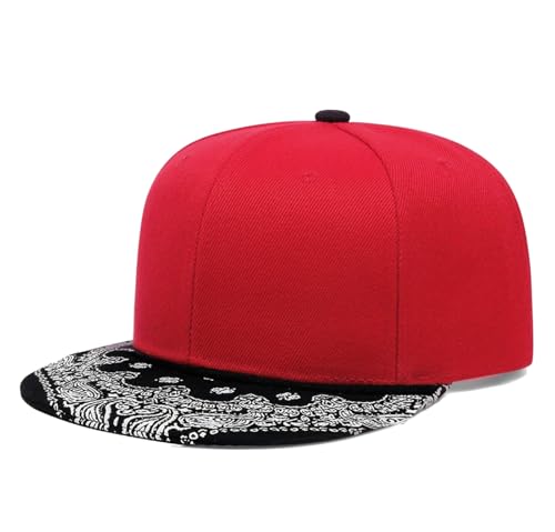 Image of Trucker Hat Fashion Mens Women Snapback Hats - Flat Bill Brim Hat Adjustable Baseball Cap