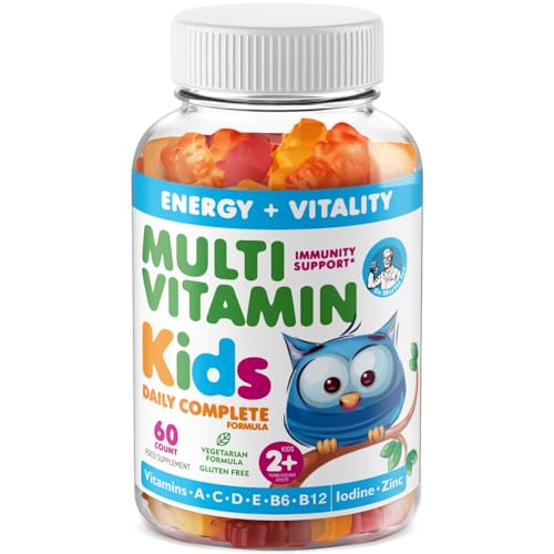 Kids Multivitamin Gummies 14 Essential Vitamins Daily Supplement for Ages 2+ Vitamin A, C, D, E Vegetarian B6 & B12, Zinc, Biotin Gummy Multivitamins for Children - All Natural Chewables (60 Count)