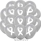 36 Pcs Grey Ribbon Party Decorations Balloons, Brain Cancer Awareness Ribbon Balloons for Non-Profit Fundraisers, Charity Events, and Community Events.