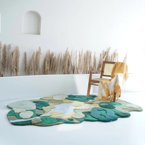 Image of Hand Made Tufted Carpet Premium Wool Abstract Irregular Design Non Slip Area Rug for Living Room Weight- |29 Pound|Size-6x8 Feet (72x96 Inch)