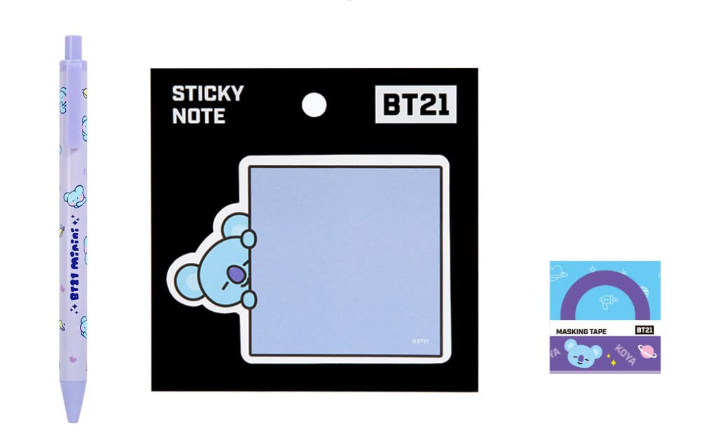 Official Stationery School Supplies (Blue Koala) One Gel Pen + One Sticky Note + One Big Clip Stationery Set Love Yourself Answer