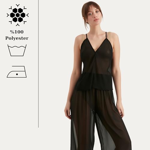 TUBANUR Women's Chiffon Pants | Wide Leg Elastic Waist Loose Trousers | Summer Women Pants3