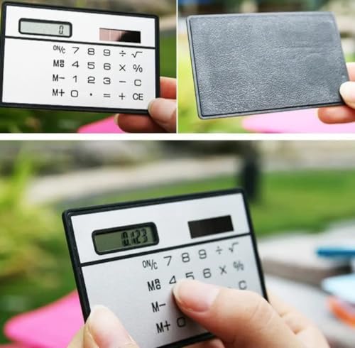 Image of Mini Solar Power Pocket Calculator Portable Mini Calculator for Home Office School (Silver and Black) (3)