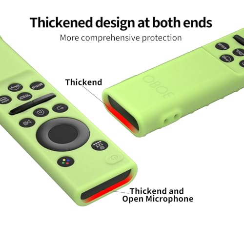 Image of OBOE Silicone TV Remote Cover for Samsung BN59-01311, Glow in Dark Green | Compatible with Samsung Smart TV, Compatible with Samsung QLED TV, Open Key Protective Case, With Loop, Remote Not Includd