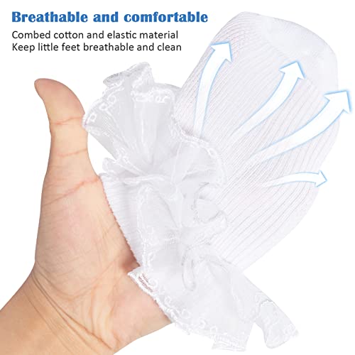 Looching Toddler Girls Big Ruffle Lace Socks Cotton Cute Frilly Princess Dress Sock Kid 1-10Years White/Multicolor 3/4pairs3