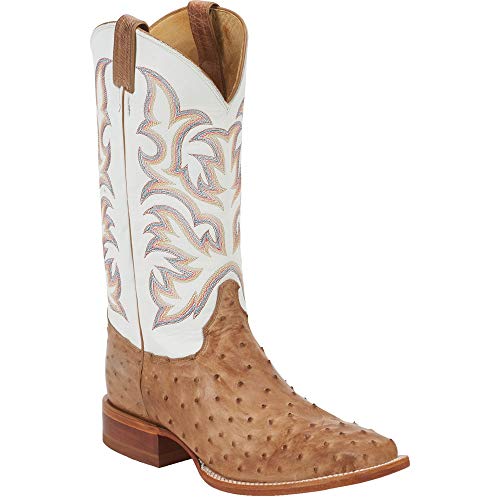 Justin Boots Men's Remuda, Antique Tan Vintage Full Quill Ostrich/White Jurassic Cowhide, 10 D US #2