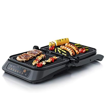 Arendo - Kontaktgrill - Elektrogrill - elektrischer Tischgrill mit Digitalsteuerung 1900 W - Sandwichmaker - 7 Programme - antihaft beschichtetes Edelstahl - abnehmbare Platten Abtropfschale – Bild 3