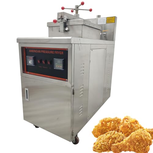 Banfluxion 45L Commercial High Pressure Chicken Fryer, 110V LPG Gas Deep Fryer w/Triple Safety Valve Auto Protection, Stainless Steel Duck Fryer Stove for Restaurant Fast Food Shop