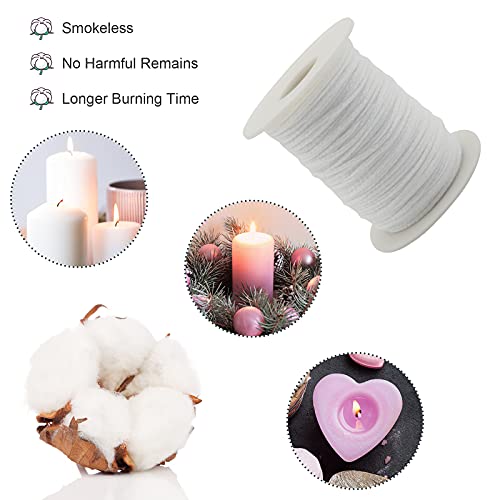 Candle Wick Roll, Rapuda 200 Ft 24 Ply Braided Wick Spool, 2 Pcs Metal Candle Wick Holders,100 Pcs Metal Sustainer Tabs, 60 Pcs Candle Thread Stickers For Candle Diy Craft Making #TOP2