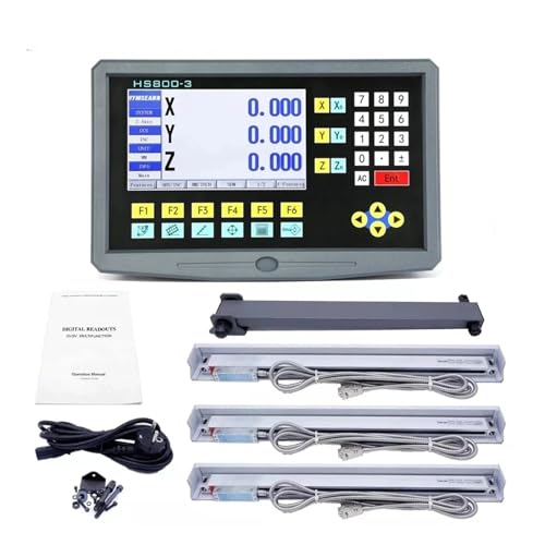 3軸LCDドロセットデジタル読み出しシステムディスプレイと3PCS 5Uリニアスケール光学定規ライン50-1000mm旋盤ミルマシン用(HS800-3 with scales)