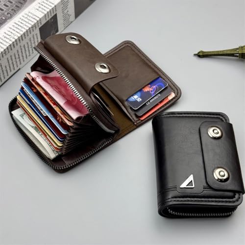 Mens Blocking Wallets Zipper Leather Wallet for Men Bifold Card Holder08（black）3