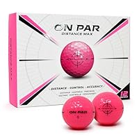 On Par Distance Max Golfbälle – 12er-Pack für verbesserte Distanz, Kontrolle und Genauigkeit, ideales Golfgeschenk für alle Schwunggeschwindigkeiten mit kräftiger Zielgrafik, Premium-Golfzubehör, Rosa
