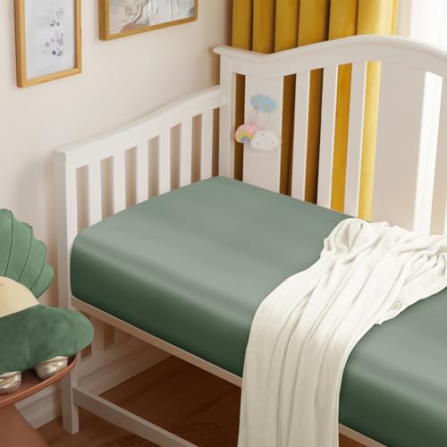 Image of Entisn 28x52 Satin Fitted Crib Sheet 2 Pack, White and Grey