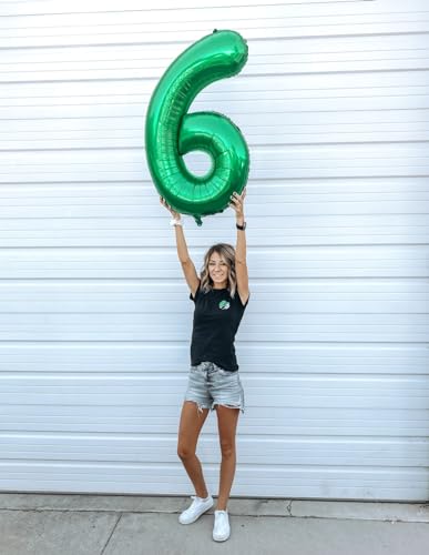 Image of Dark Green Number 6 Balloon 40 Inch, 6th Birthday Party Decorations, Giant 6 Foil Balloon for Party Supplies