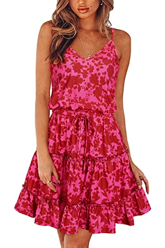 Image of Newshows Women's Summer Casual Dress Cute A Line Ruffle Hem Flattering Fit Beach Vacation Sundress