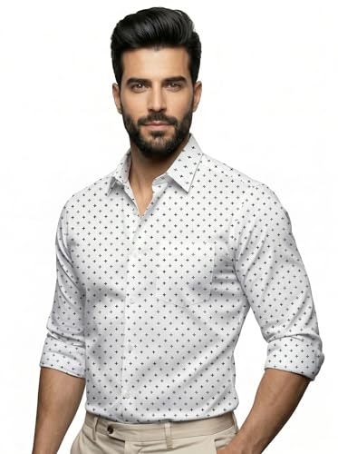 Image of Amazon Brand - INKAST Men's Printed Cotton Shirt | Full Sleeve | Regular Fit | Comfortable Formal Stylish Shirt for Men | Man Shirts for Professional Look