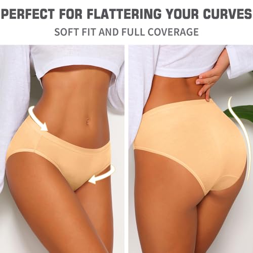 Image of CULAYII Women's Cotton Bikini Panties, High-Cut Full Coverage Stretch Cool Underwear for Women