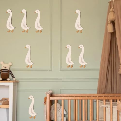 Vinilo decorativo de pared de gansos de madera miniatura 5