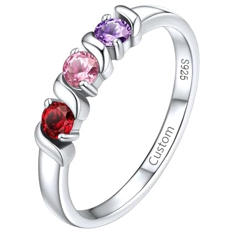 Supcare Family Rings with Birthstones Personalized Mothers Day Jewelry Custom Name Rings for Women 3 Stone Mothers Ring Gifts for Christmas Cover
