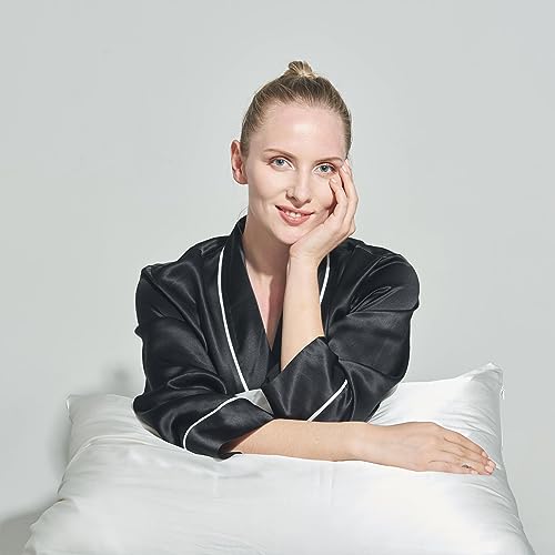 Image of THXSILK 100% Silk Pillowcase for Hair and Skin, 30 Momme Both Sides Grade 6A+ Mulberry Silk Pillow Case with Hidden Zipper, Soft Smooth White Pillowcase(1pc, Queen Size 20 inchx30 inch)