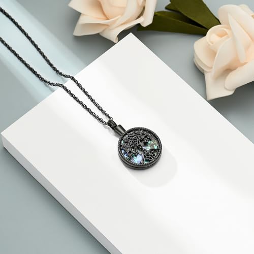 shajwo Cremation Jewelry Tree of Life Urn Ashes Necklace for Women Men of Loved One Abalone shell Ash Pendant Keepsake Memorial Jewelry3