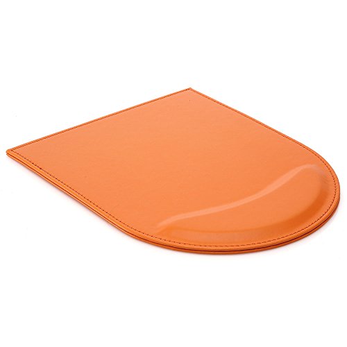 KINGFOM Leather Gaming Mouse Pad/Mat with Wrist Rest Support, Non Slip Mousepad - Large (Orange)